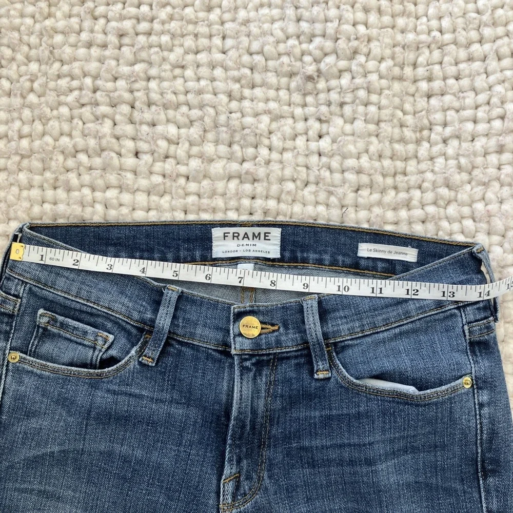 FRAME Size 28 Le Skinny de Jeanne Dark Wash Mid Rise Denim Ankle Jean - Picture 8 of 11